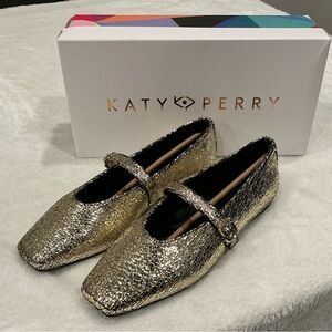 Katy Perry Sparkling Gold Textured Flats